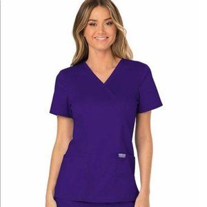 Cherokee Workwear Originals Womens V-Neck Scrub Top Two Lower Pockets Short Slee